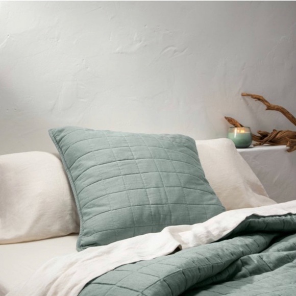 Casaluna Bedding Casaluna Heavyweight Linen Blend Quilt Sage Green